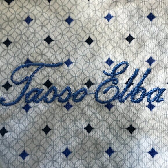 Tasso Elba Shirt Men L Blue Geometric Button Up Pocket Short Sleeve Collared - Picture 3 of 12